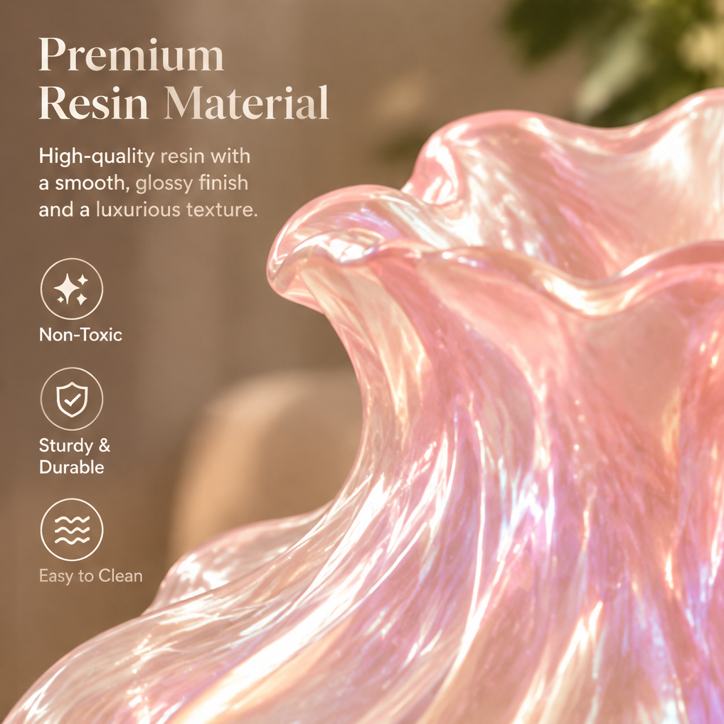 MOLNVIOR® Sculptural Swirl Resin Vase – Pearlescent Pink